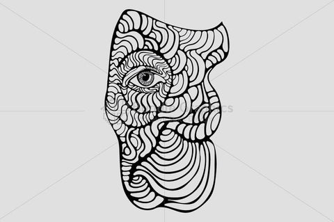 Elephant Profile - Creative Linear Graphics of Animal