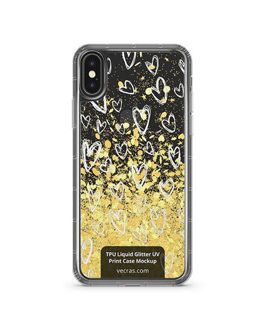 Apple iPhone X UV TPU Liquid Glitter Case Design Mockup