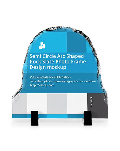 Semi Circle Arc Shaped Rock Slate Photo Frame Design mockup 3-views