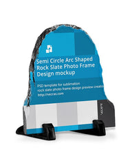 Semi Circle Arc Shaped Rock Slate Photo Frame Design mockup 3-views 