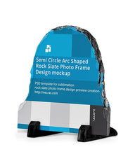 Semi Circle Arc Shaped Rock Slate Photo Frame Design mockup 3-views 