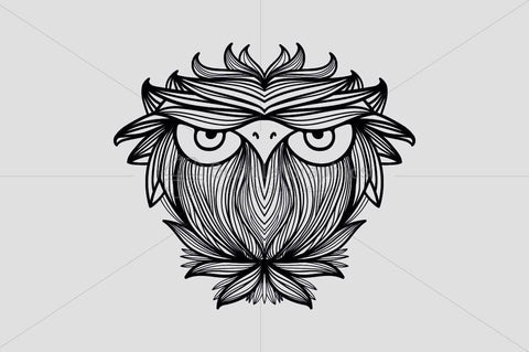 Owl - Freehand Creative Linear Graphic Artistic Composition