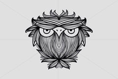 Owl - Freehand Creative Linear Graphic Artistic Composition