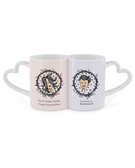 Full Heart Shape Handle Couple Coffee Mugs Design Mockup