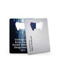 Credit Card Size Apple Cut Metal Bottle Opener Design Mockup