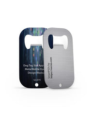 Dog Tag Size Apple Cut Metal Bottle Opener Design Mockup