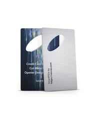 Credit Card Size Oval Cut Metal Bottle Opener Design Mockup