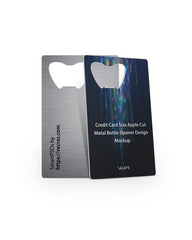 Credit Card Size Apple Cut Metal Bottle Opener Design Mockup