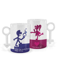 Gender Sign Handle White Ceramic Mug Design Mockup