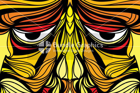 Tribal Human Face - Illustrative Design Composition
