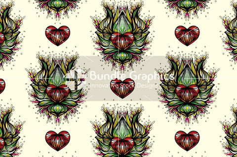 Lotus Heart - Freehand Symmetrical Design Background
