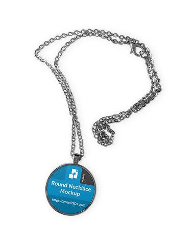 Round Metal Plate Necklace Mockup for Preview Design