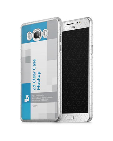 Samsung Galaxy J7 (2016) 2d Clear Mobile Case Design Mockup 2016-Angled