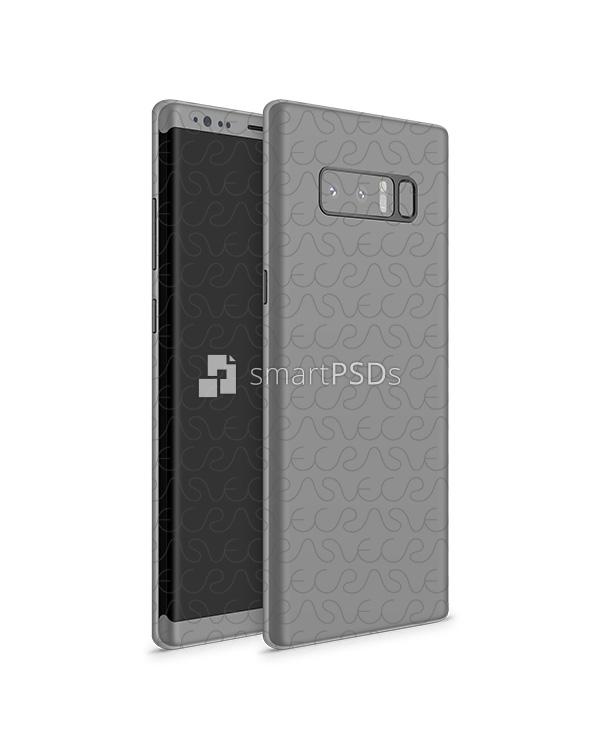 Samsung Galaxy Note 8 Vinyl Skin Design Mockup 2017 (Front-Back Angled)