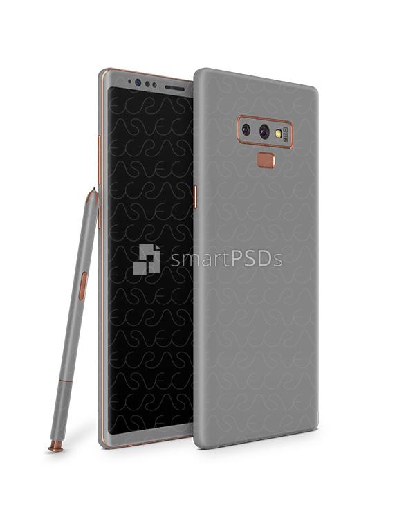 Samsung Galaxy Note 9 Vinyl Skin Design Mockup 2018 (Front-Back Angled)