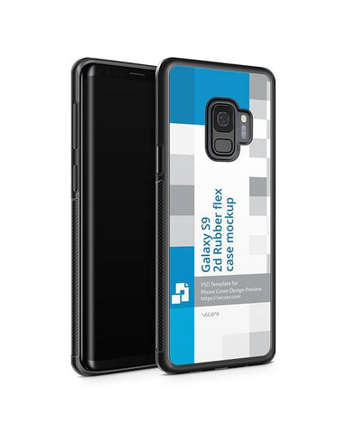 Samsung Galaxy S9 2d RubberFlex Case Design Mockup 2018 (Front-Back Angled)