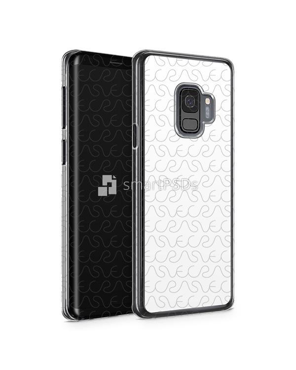 Samsung Galaxy S9 2d PC Clear Case Design Mockup 2018 (Front-Back Angled)