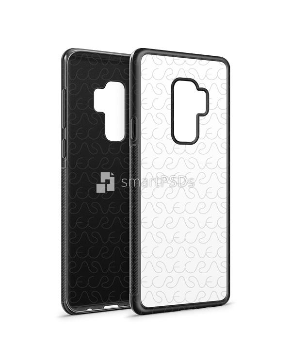 Samsung Galaxy S9 Plus 2d RubberFlex Case Design Mockup 2018 (Front-Back Angled)