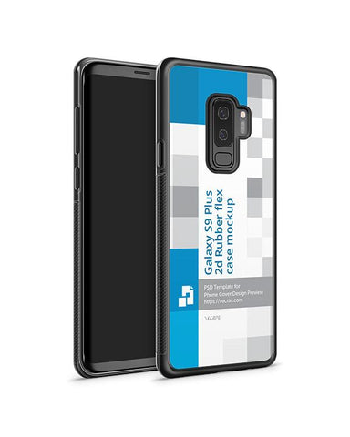 Samsung Galaxy S9 Plus 2d RubberFlex Case Design Mockup 2018 (Front-Back Angled)