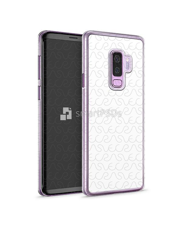 Samsung Galaxy S9 Plus 2d PC Clear Case Design Mockup 2018 (Front-Back Angled)