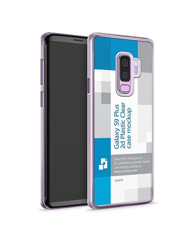 Samsung Galaxy S9 Plus 2d PC Clear Case Design Mockup 2018 (Front-Back Angled)