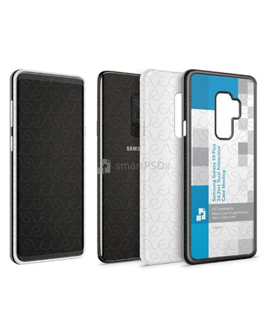 Samsung Galaxy S9 Plus 2d 2in1 Heavy Duty Case Design Mockup 2018
