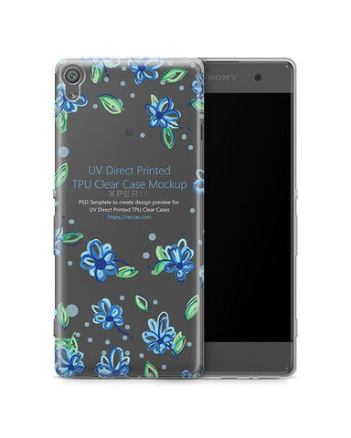 Sony Xperia XA UV TPU Clear Case Design Mockup 2016
