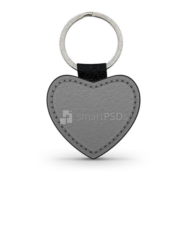 Heart Shape Leather Keyring Design Mockup