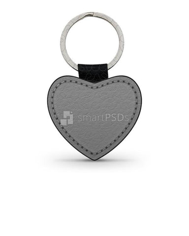 Heart Shape Leather Keyring Design Mockup