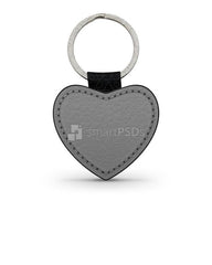 Heart Shape Leather Keyring Design Mockup
