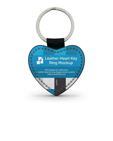 Heart Shape Leather Keyring Design Mockup