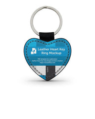 Heart Shape Leather Keyring Design Mockup