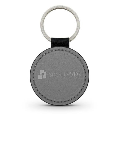 Round Shape Leather Keyring Design Mockup
