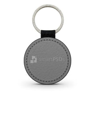 Round Shape Leather Keyring Design Mockup