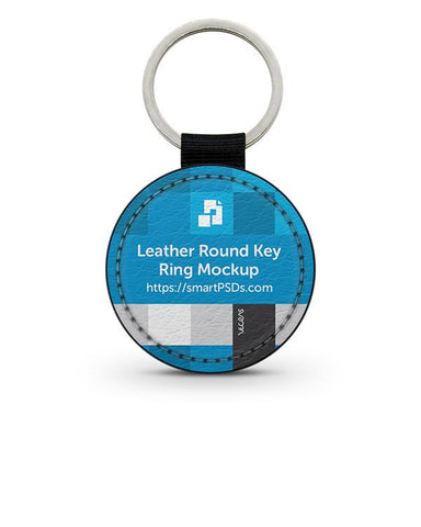 Round Shape Leather Keyring Design Mockup