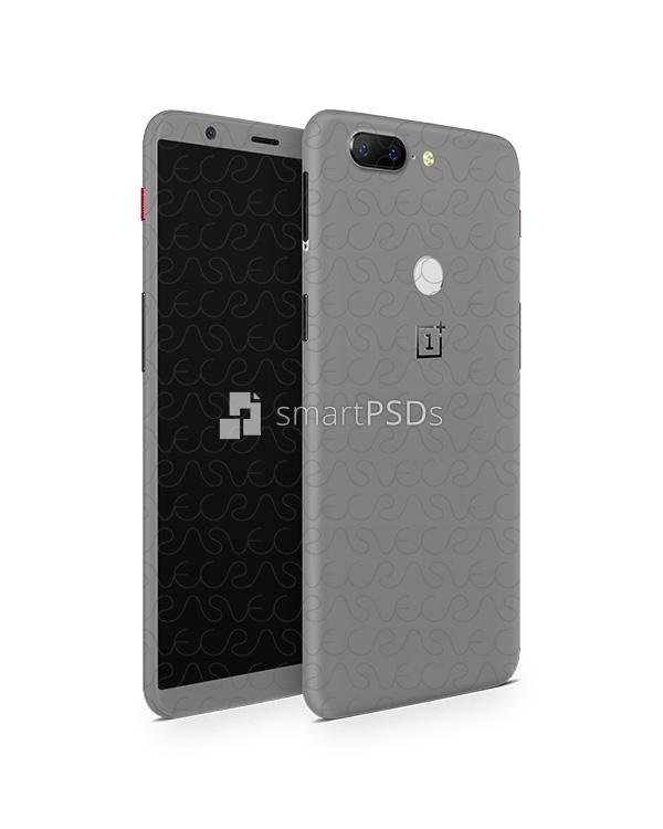 OnePlus 5T Vinyl Skin Design Mockup 2017 (Front-Back Angled)