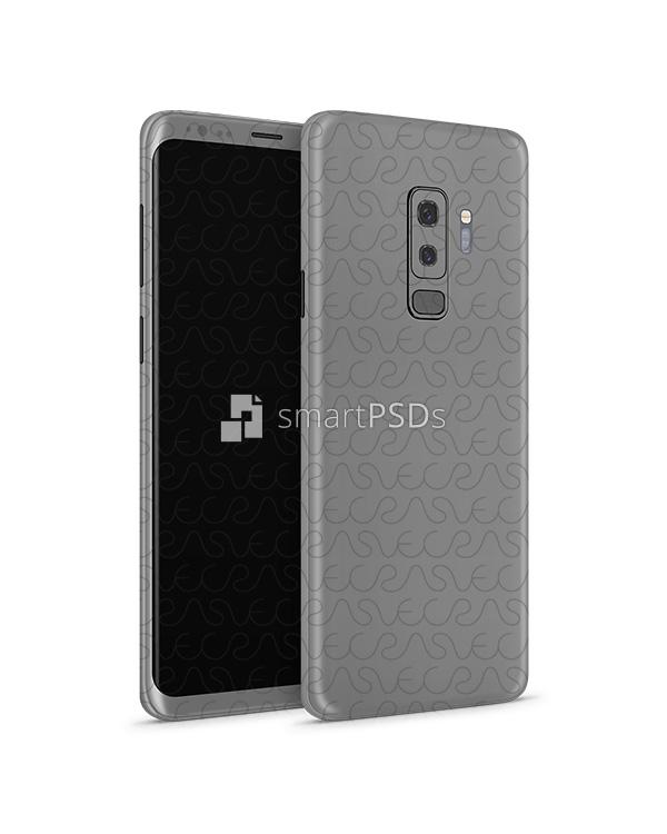 Samsung Galaxy S9 Plus Vinyl Skin Design Mockup 2018 (Front-Back Angled)