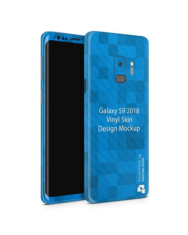 Samsung Galaxy S9 Vinyl Skin Design Mockup 2018 (Front-Back Angled)