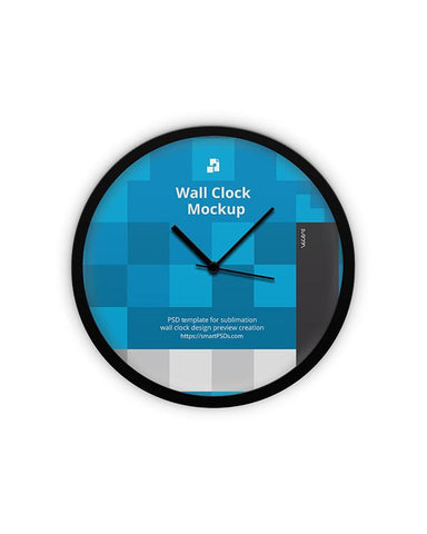 Round Wall Clock Design Mockup - 3 Views