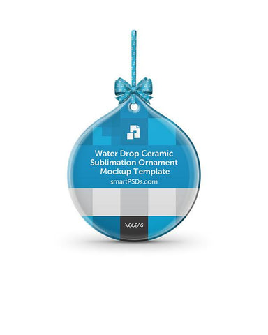 Water Drop Shaped Ceramic Ornament Sublimation Mockup