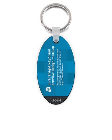 Oval Shape Keyring Design Mockup - 2 Views