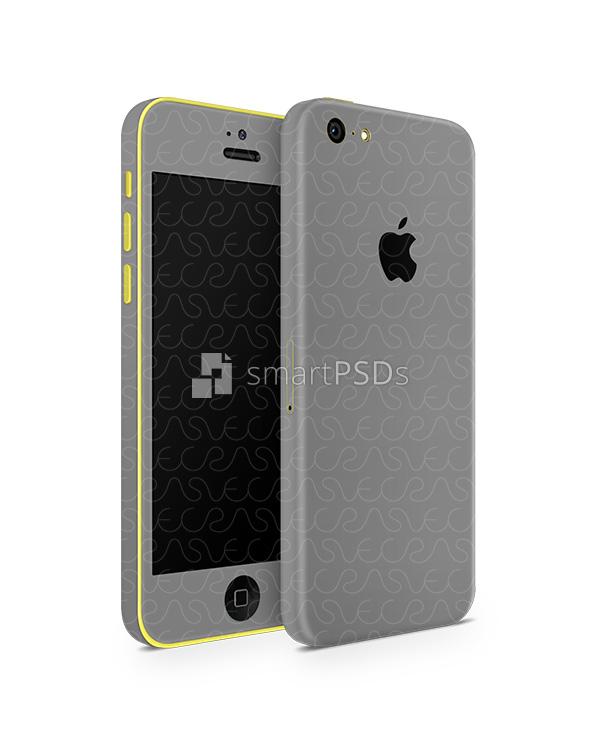 Apple iPhone 5C Vinyl Skin Design Mockup 2013 (Front-Back Angled)