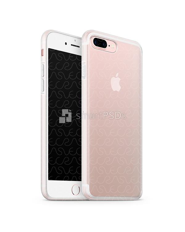 iPhone 7 Plus UV TPU Case with Frosted Edges Design Mockup 2016 (Front-Back angled)