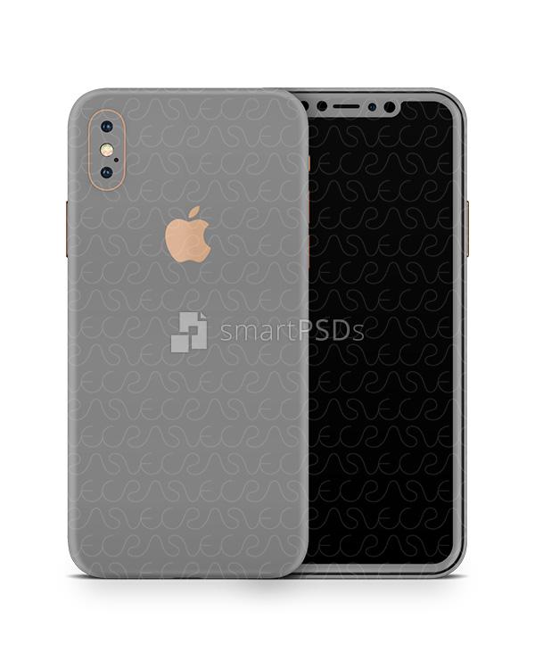 Apple iPhone Xs Max Vinyl Skin Design Mockup (Front-Back)