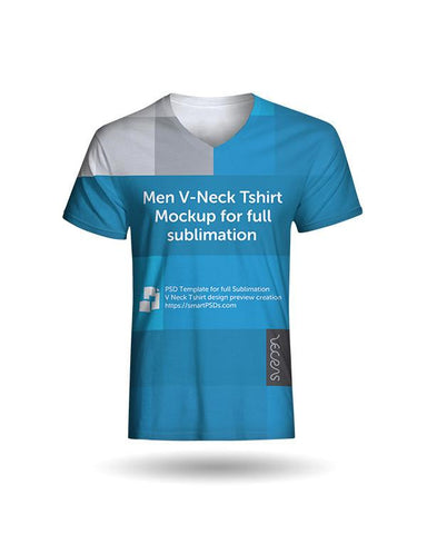Men V-Neck T-Shirt Sublimation Mockup Front View