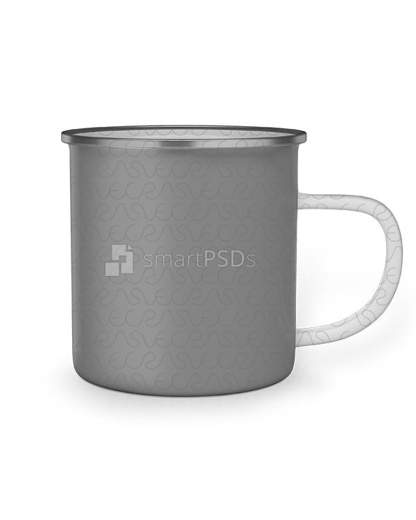 Enamel Cup with Curved Steel Ring Mockup- 2 Views
