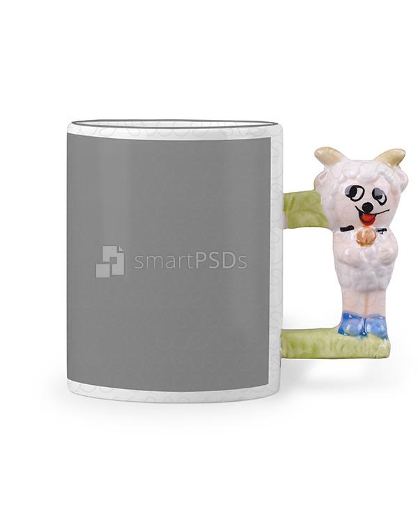 Baby Animal Lamb Handle Coffee Mug Design Mockup