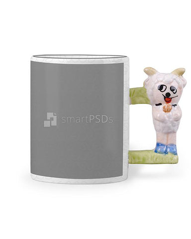 Baby Animal Lamb Handle Coffee Mug Design Mockup