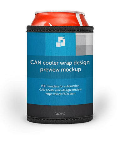 Can Cooler Wrap Design Mockup - 3 Views