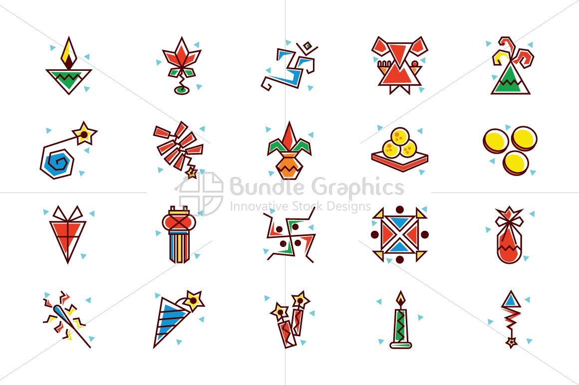 Royalty Free Vector Graphics Design Elements Pack for Diwali Celebrations